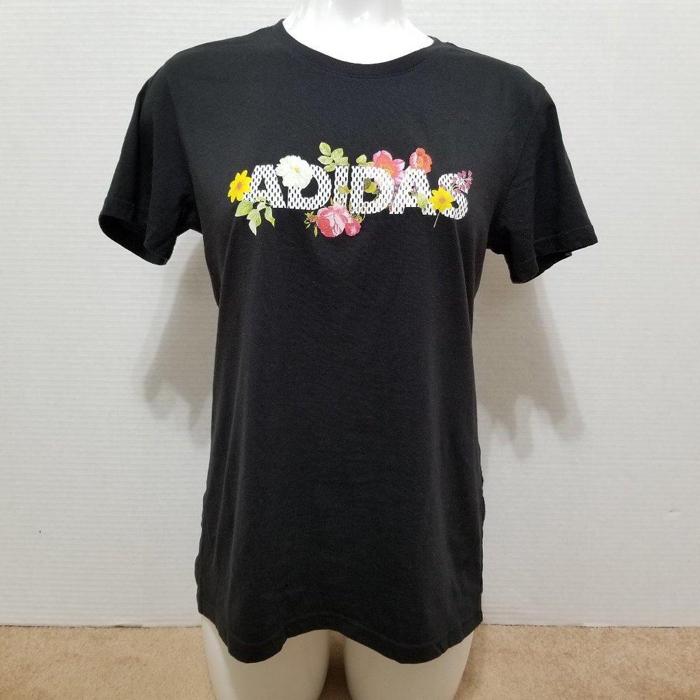 Adidas shirt Large floral linear print logo graphic The Go-To Performance Tee